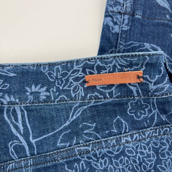 Pilcro and the Letterpress Blue Floral Print High Rise Jeans | Excellent Conditi - Picture 4 of 11